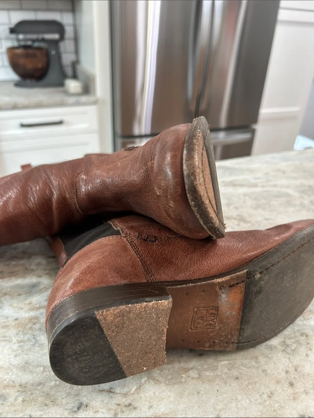 Frye Molly Gore Tall Riding Boot Brown Leather 9B